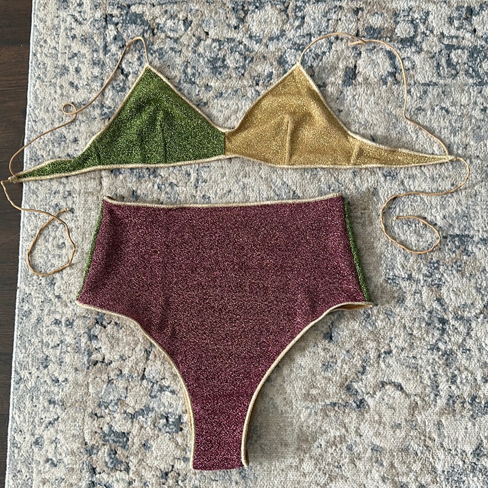 OSEREE LUMIERE METALLIC HIGHWAIST BIKINI SET